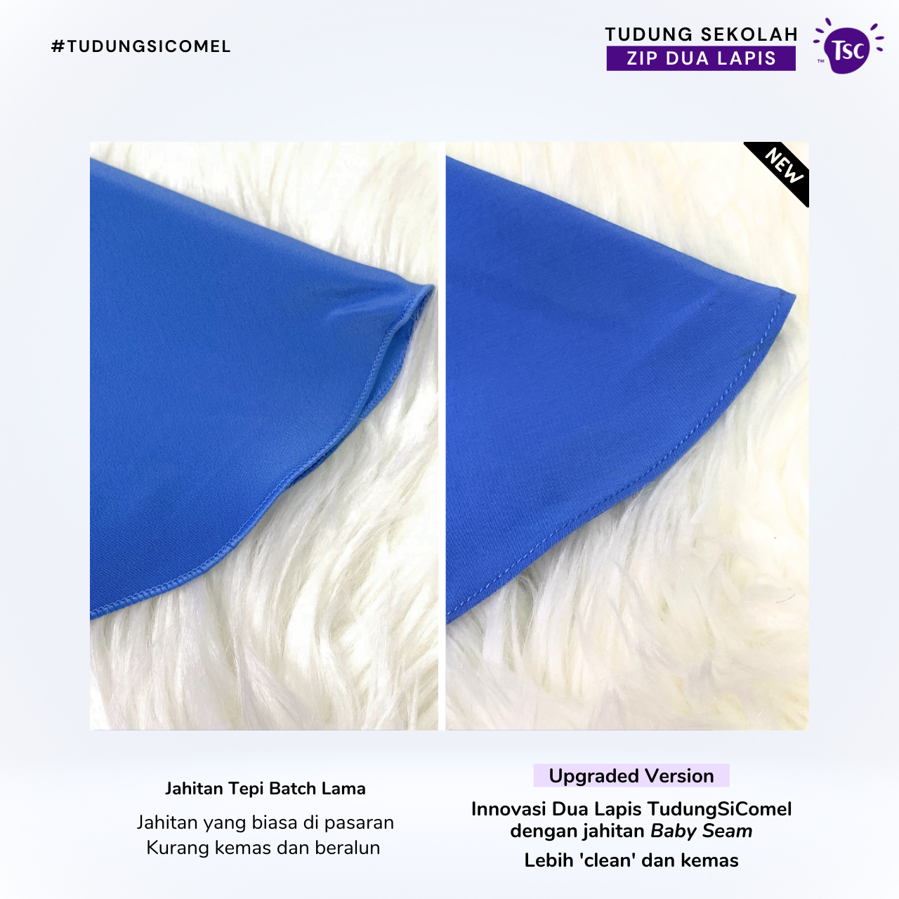 Tudung Sekolah Zip Dua Lapis - Image 4