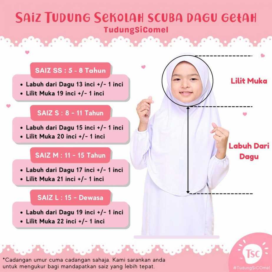 Tudung Sekolah Awning Scuba Berdagu Getah (Defect) - Image 7