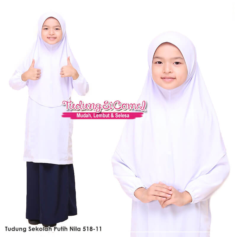 Tudung Sekolah Awning Scuba Berdagu Getah (Defect) - Image 3