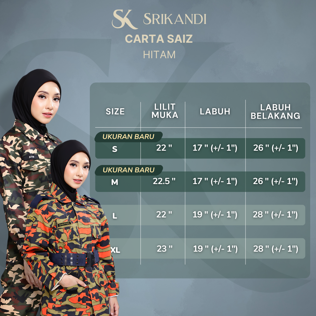SriKandi Hitam - Tudung Army, Navy, Bomba - Image 5